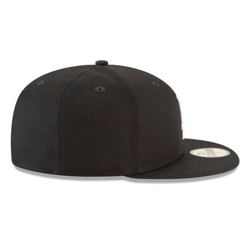 LOS ANGELES DODGERS NEW ERA 59FIFTY BLACK WITH WHITE " LA " FITTED HAT