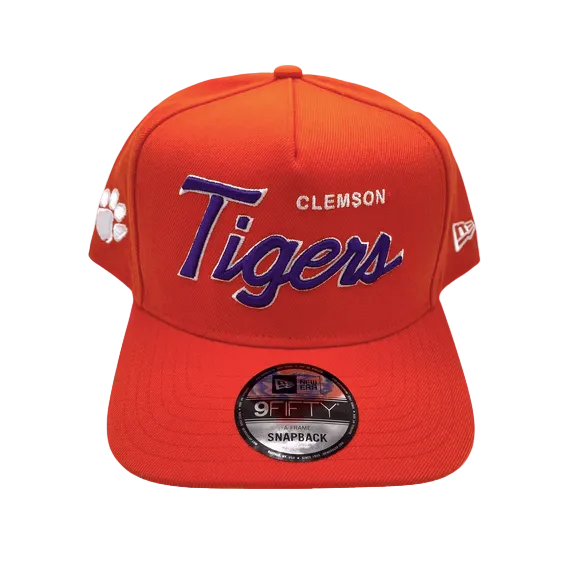 CLEMSON TIGERS 9FIFTY A-FRAME NEW ERA NHL ORANGE SCRIPT SNAPBACK HAT