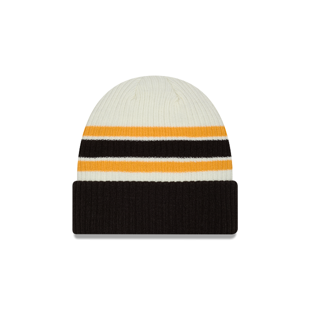 NEW ERA BOSTON BRUINS VINTAGE KNIT STRIPED BEANIE