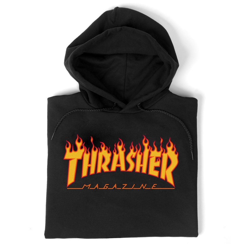 THRASHER FLAME LOGO HOODIE - BLACK