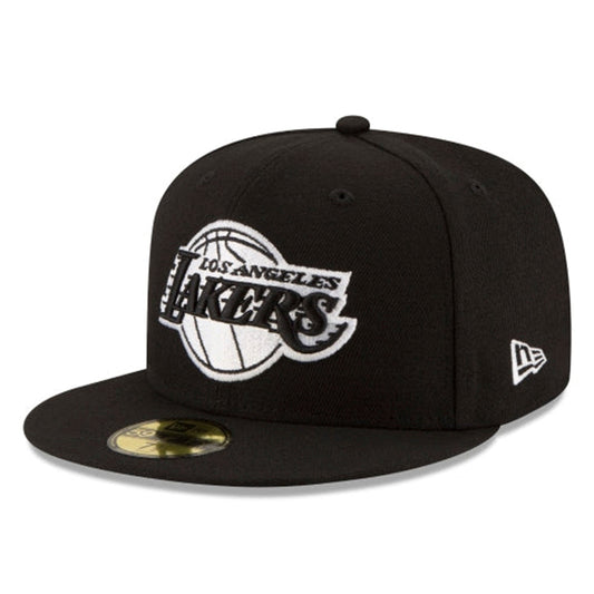 LOS ANGELES LAKERS 59FIFTY NEW ERA BLACK WITH WHITE FITTED HAT