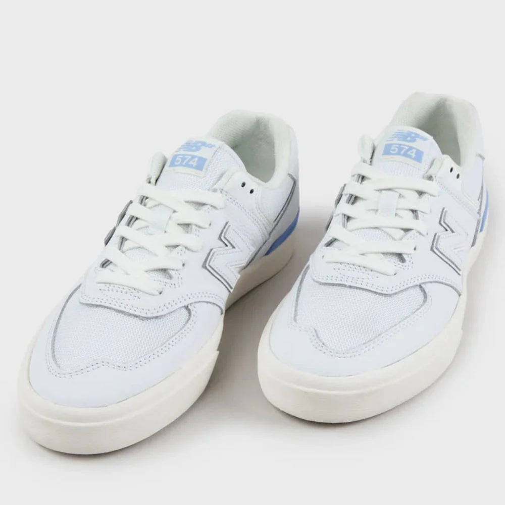NEW BALANCE NUMERIC 574 VULC WHITE/BLUE SHOE- 574VWR