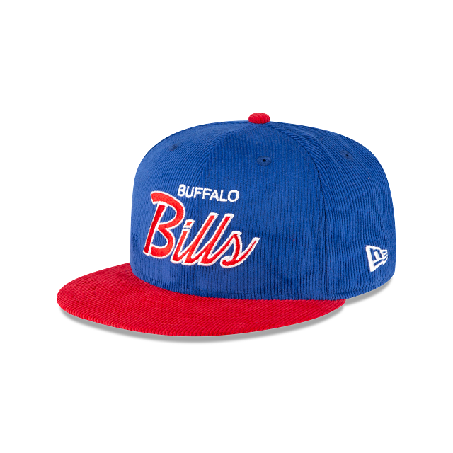 BUFFALO BILLS 59FIFTY NEW ERA CORDUROY 2TONE SCRIPT BLUE/RED FITTED HAT