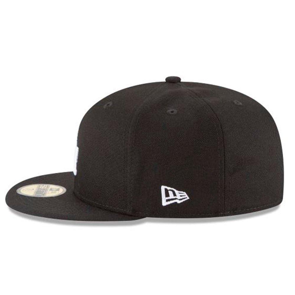 LOS ANGELES DODGERS NEW ERA 59FIFTY BLACK WITH WHITE " LA " FITTED HAT