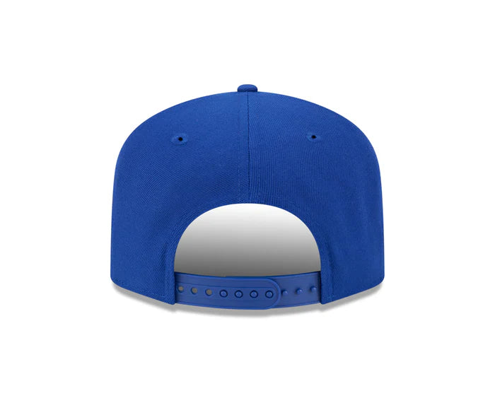 EDMONTON OILERS NEW ERA NHL SCRIPT 9FIFTY A-FRAME BLUE SNAPBACK HAT