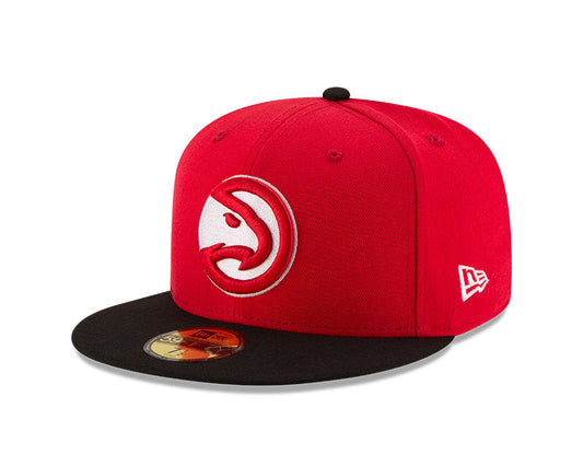 ATLANTA HAWKS 59FIFTY NEW ERA 2TONE RED AND BLACK FITTED HAT