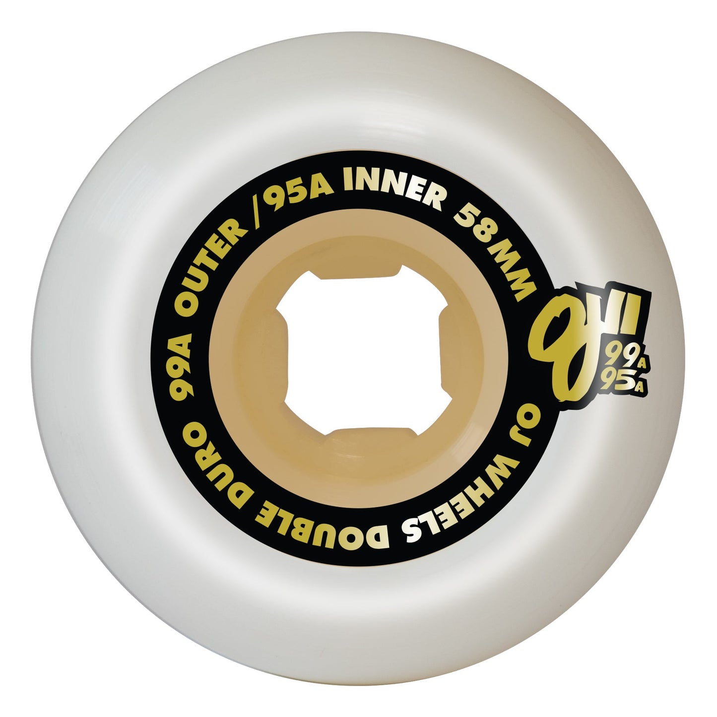OJ 58MM DOUBLE DURO WHITE GUM MINI COMBO 99A/95A SKATEBOARD WHEELS