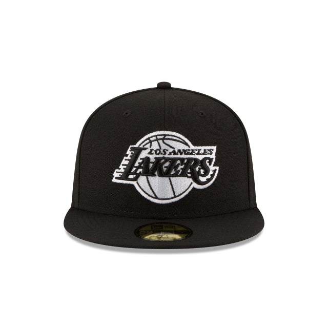 LOS ANGELES LAKERS 59FIFTY NEW ERA BLACK WITH WHITE FITTED HAT