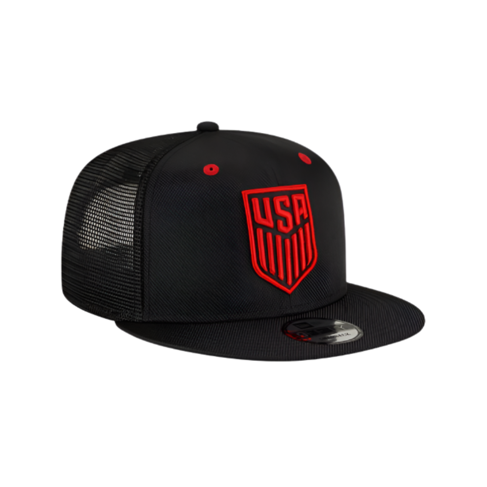 USA SOCCER NATIONAL TEAM 9FIFTY NEW ERA MESH TRUCKER BLACK/RED SNAPBACK HAT