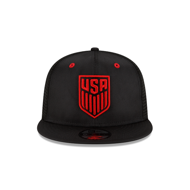 USA SOCCER NATIONAL TEAM 9FIFTY NEW ERA MESH TRUCKER BLACK/RED SNAPBACK HAT