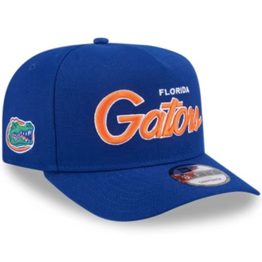 FLORIDA GATORS 9FIFTY A-FRAME NEW ERA NHL BLUE SCRIPT SNAPBACK HAT