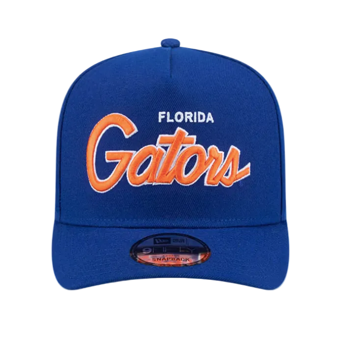 FLORIDA GATORS 9FIFTY A-FRAME NEW ERA NHL BLUE SCRIPT SNAPBACK HAT