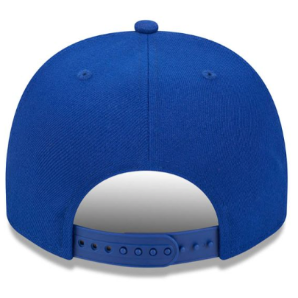 KANSAS JAYHAWKS 9FIFTY A-FRAME NEW ERA NHL BLUE SCRIPT SNAPBACK HAT