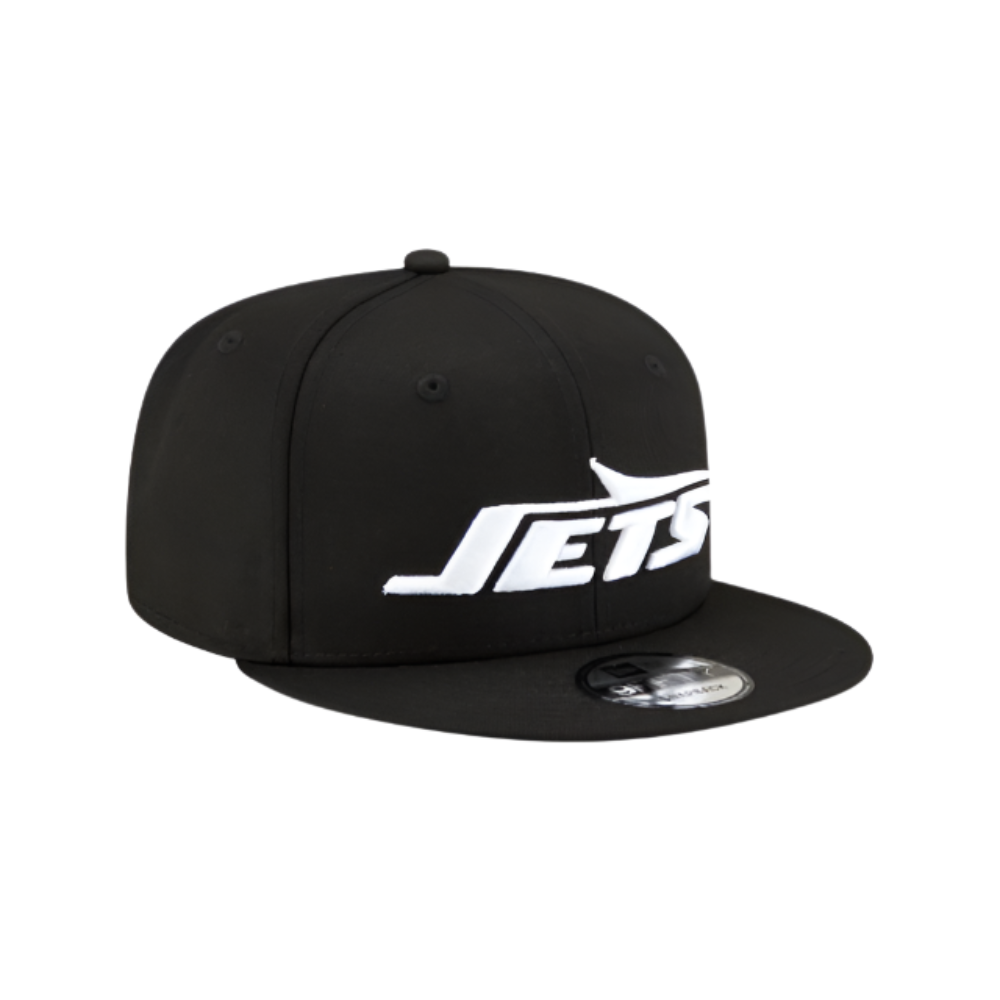 NEW YORK JETS 9FIFTY NEW ERA BLACK AND WHITE SNAPBACK HAT