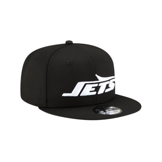 NEW YORK JETS 9FIFTY NEW ERA BLACK AND WHITE SNAPBACK HAT
