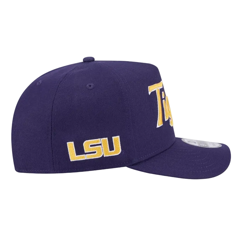 LSU TIGERS 9FIFTY A-FRAME NEW ERA NHL PURPLE SCRIPT SNAPBACK HAT