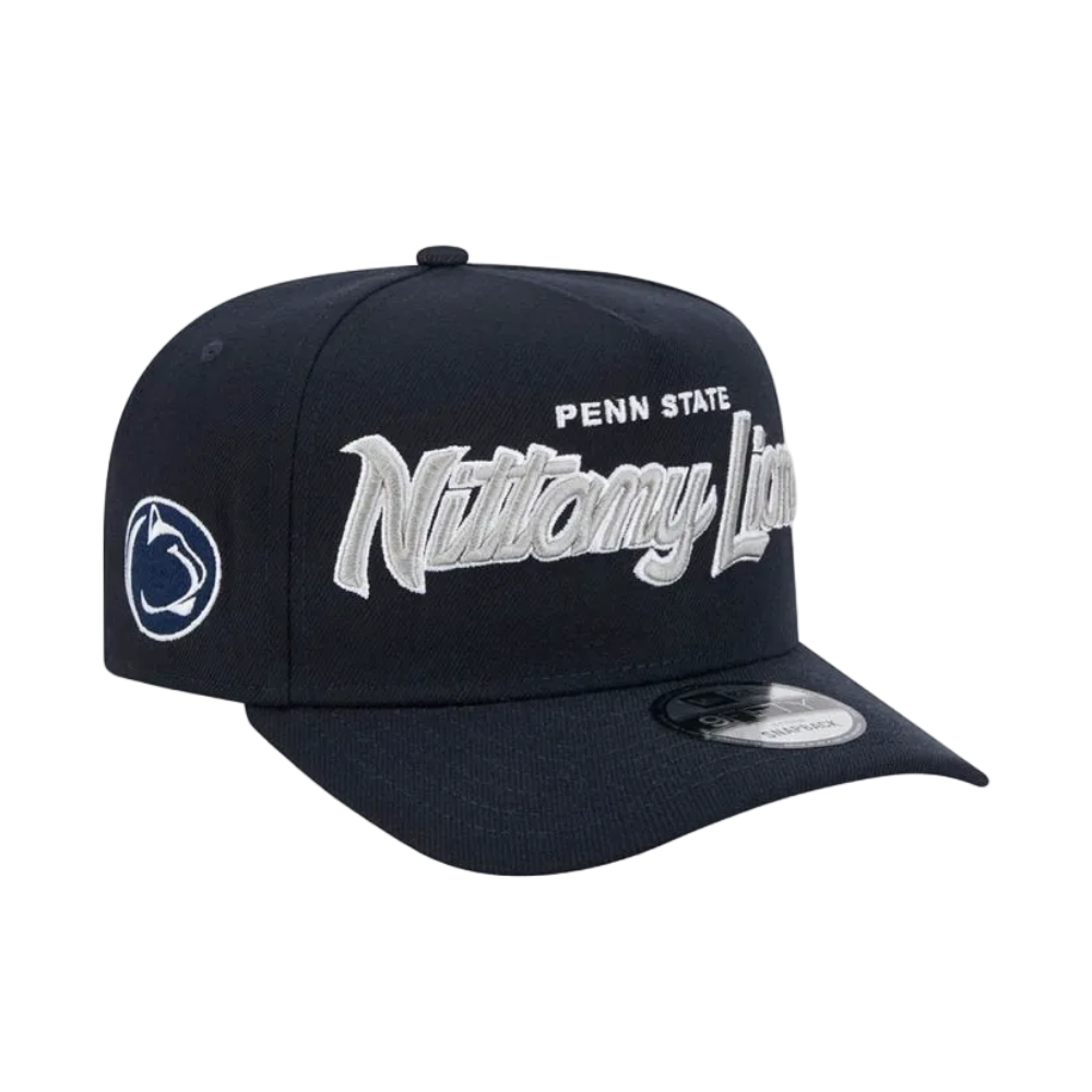 PENN STATE NITTANY LIONS 9FIFTY A-FRAME NEW ERA NHL NAVY SCRIPT SNAPBACK HAT