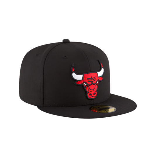 CHICAGO BULLS 59FIFTY NEW ERA RED LOGO BLACK FITTED HAT