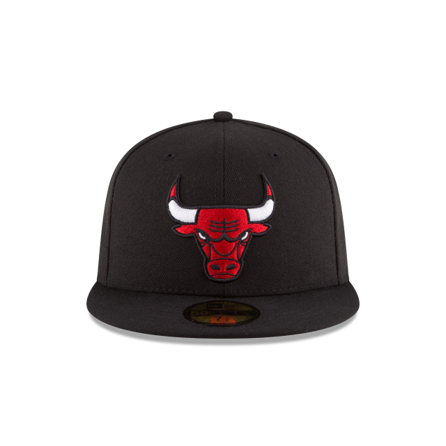 CHICAGO BULLS 59FIFTY NEW ERA RED LOGO BLACK FITTED HAT
