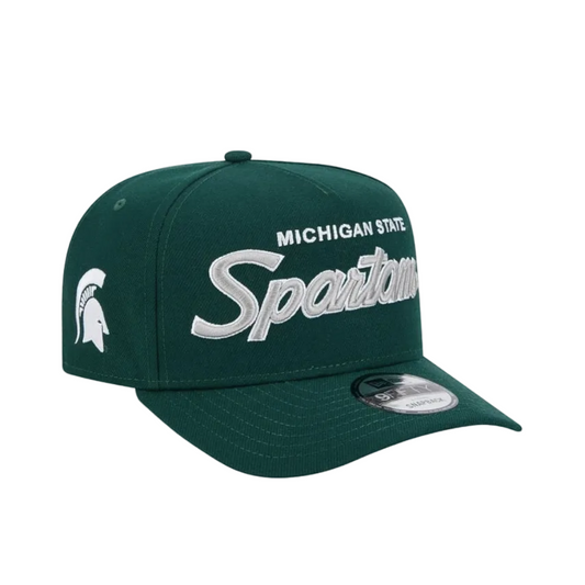 MICHIGAN STATE SPARTANS 9FIFTY A-FRAME NEW ERA NHL GREEN SCRIPT SNAPBACK HAT