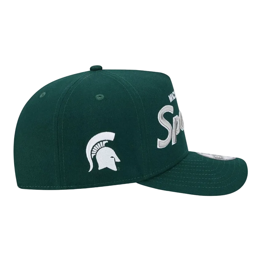 MICHIGAN STATE SPARTANS 9FIFTY A-FRAME NEW ERA NHL GREEN SCRIPT SNAPBACK HAT
