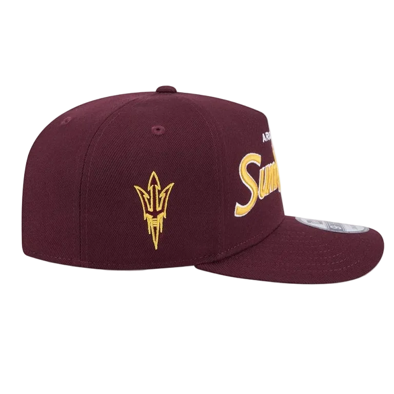 ASU SUN DEVILS 9FIFTY A-FRAME NEW ERA NHL MAROON SCRIPT SNAPBACK HAT