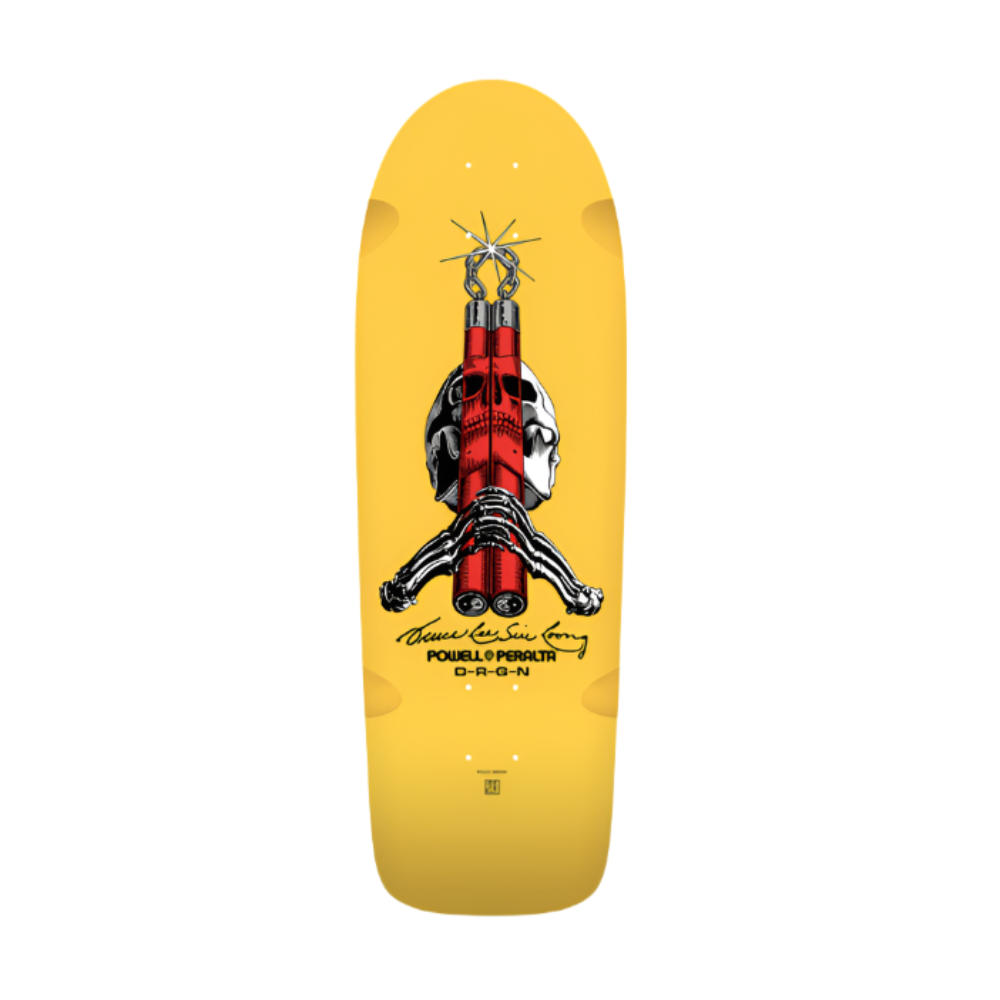POWELL PERALTA SKULL & NUNCHUCKS BRUCE LEE YELLOW COLLAB DECK - 10 x 30