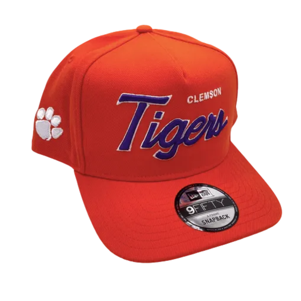 CLEMSON TIGERS 9FIFTY A-FRAME NEW ERA NHL ORANGE SCRIPT SNAPBACK HAT