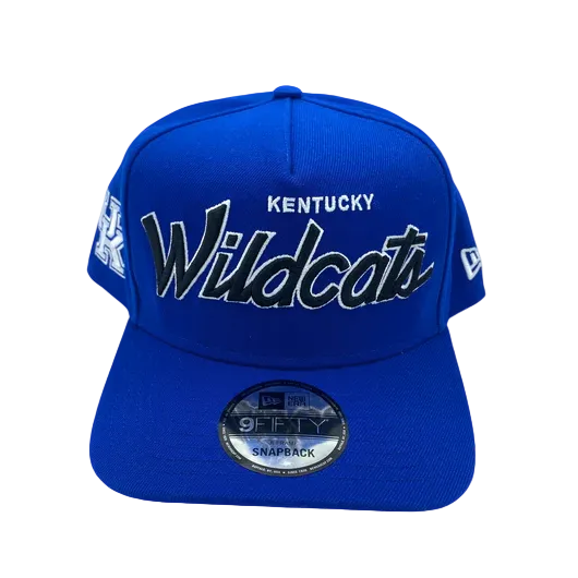 KENTUCKY WILDCATS 9FIFTY A-FRAME NEW ERA NHL BLUE SCRIPT SNAPBACK HAT