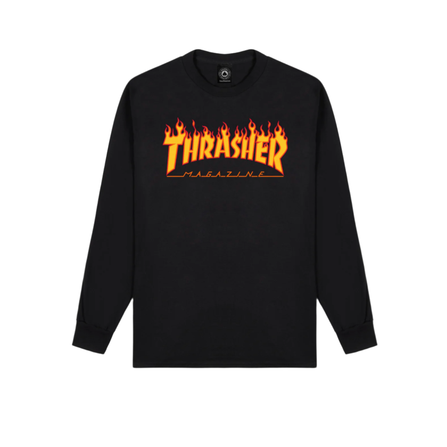 THRASHER FLAME LOGO LONG SLEEVE T-SHIRT - BLACK