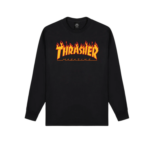 Thrasher Flame Logo Long Sleeve T-Shirt Black