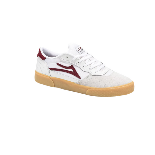 LAKAI CAMBRIDGE WHITE/ BURGUNDY LEATHER/ GUM SHOE