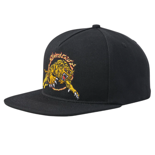 SANTA CRUZ SALBA TIGER BLACK SNAPBACK HAT