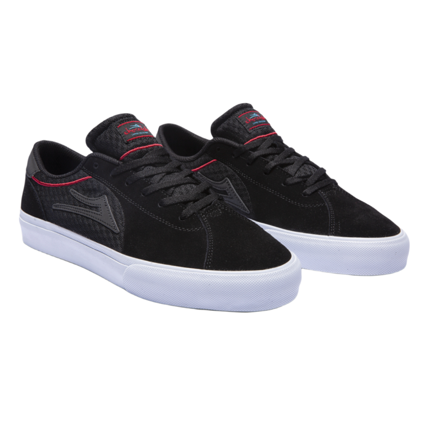 LAKAI X CHOCOLATE FLACO II BLACK/RED SUEDE SHOE