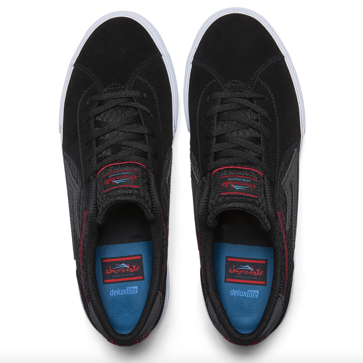 LAKAI X CHOCOLATE FLACO II BLACK/RED SUEDE SHOE