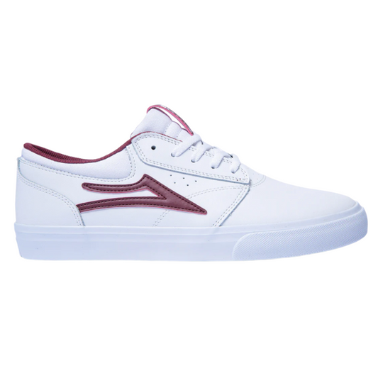 LAKAI GRIFFIN WHITE/BURGUNDY LEATHER SHOE