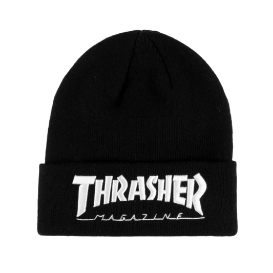 THRASHER EMBROIDERED LOGO BEANIE - BLACK