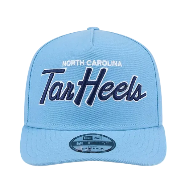 NORTH CAROLINA TARHEELS 9FIFTY A-FRAME NEW ERA NHL BLUE SCRIPT SNAPBACK HAT