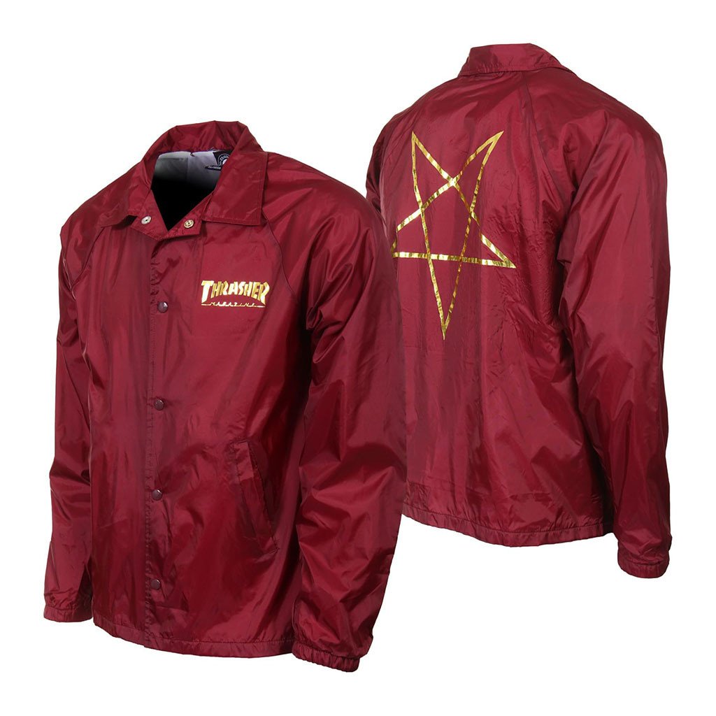 THRASHER PENTAGRAM COACH JACKET MAROON