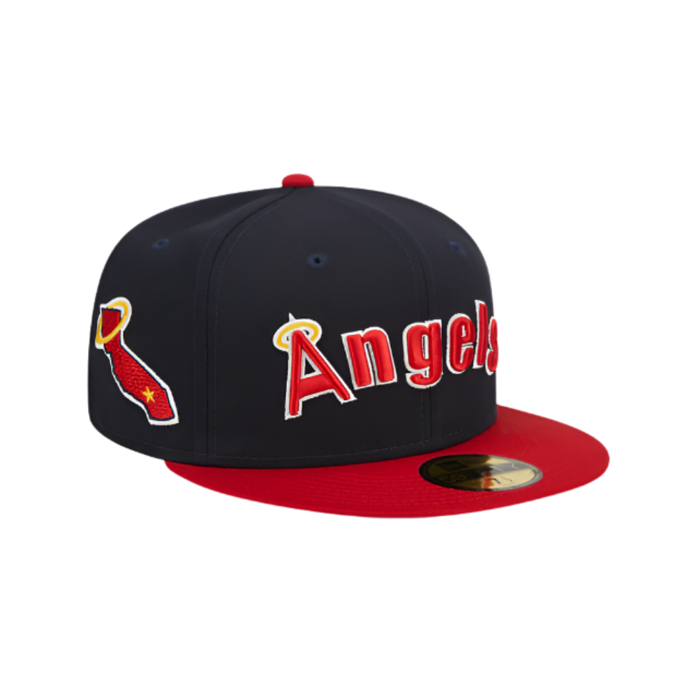 CALIFORNIA ANGELS NEW ERA 59FIFTY 2TONE RETRO SCRIPT NAVY/RED FITTED HAT