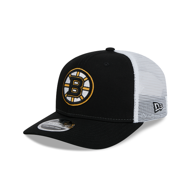 BOSTON BRUINS NEW ERA NHL 9SEVENTY ADJUSTABLE BLACK TRUCKER SNAPBACK HAT