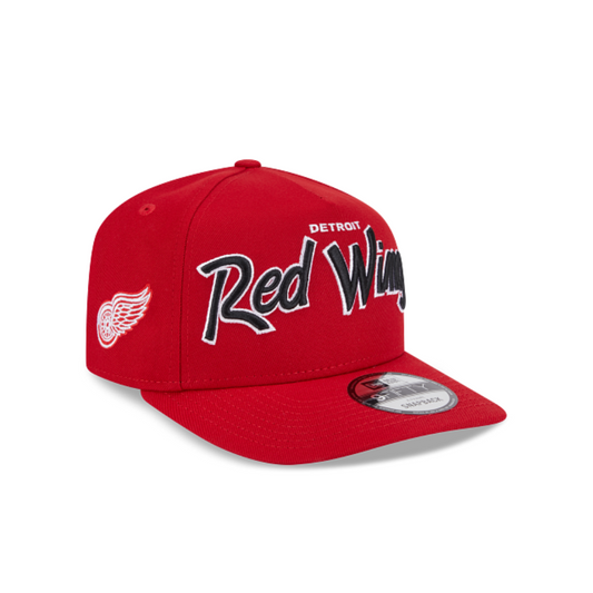 DETROIT RED WINGS 9FIFTY A-FRAME NEW ERA NHL RED SCRIPT SNAPBACK HAT
