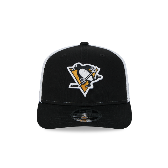PITTSBURGH PENGUINS NEW ERA NHL 9SEVENTY BLACK TRUCKER SNAPBACK HAT