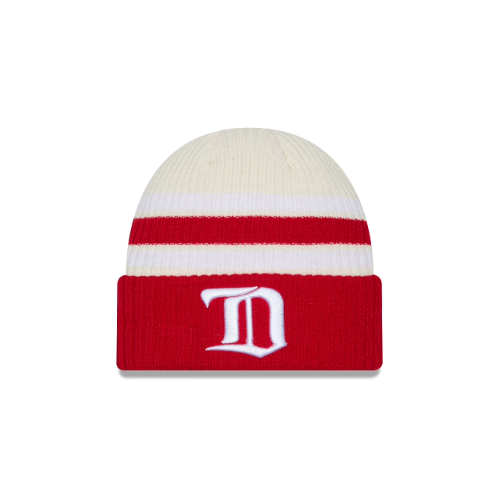 NEW ERA DETROIT REDWINGS VINTAGE KNIT STRIPED BEANIE