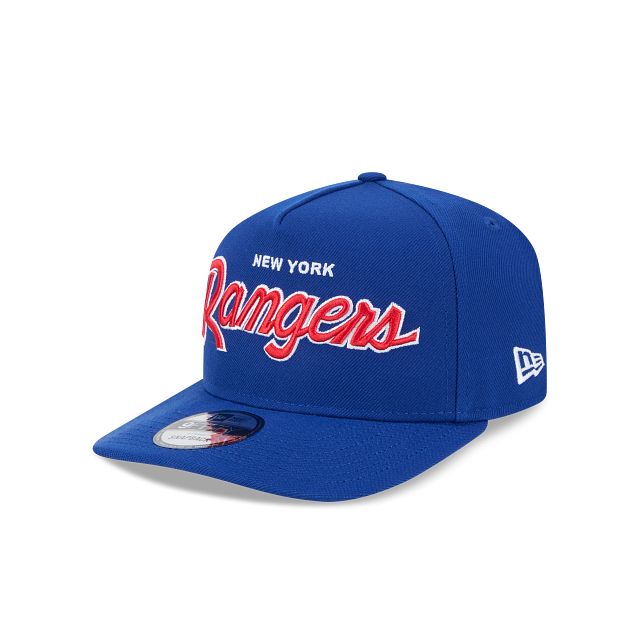 NEW YORK RANGERS NEW ERA NHL SCRIPT 9FIFTY A-FRAME BLUE SNAPBACK HAT