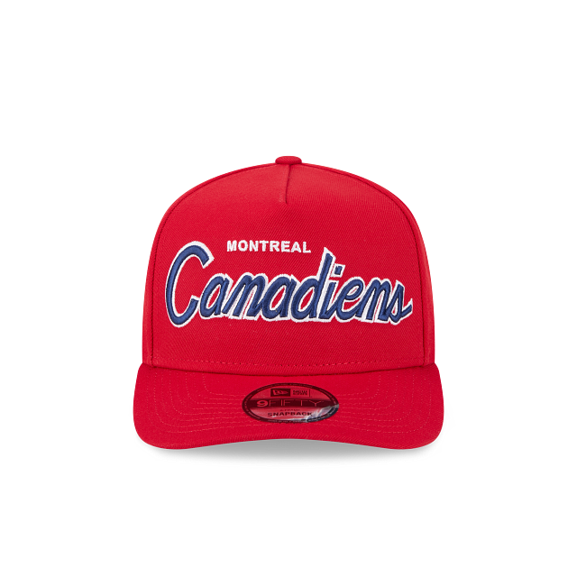 MONTREAL CANADIENS 9FIFTY A-FRAME NEW ERA NHL RED SCRIPT SNAPBACK HAT
