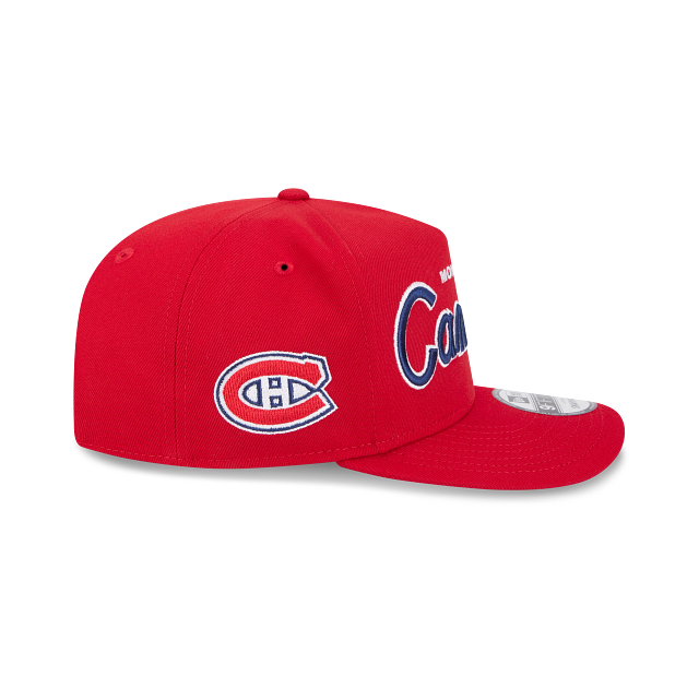 MONTREAL CANADIENS 9FIFTY A-FRAME NEW ERA NHL RED SCRIPT SNAPBACK HAT