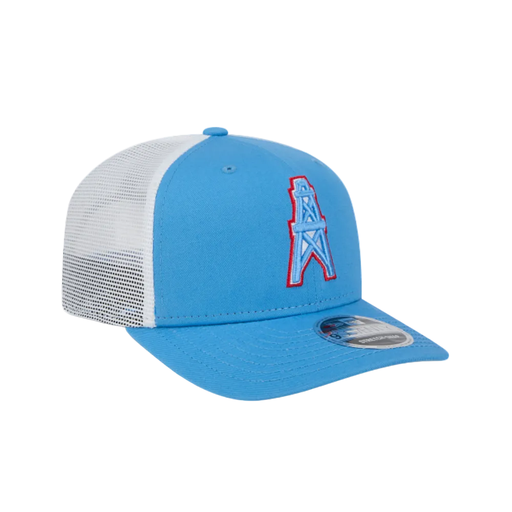 HOUSTON OILERS NEW ERA NFL 9SEVENTY ADJUSTABLE BLUE TRUCKER SNAPBACK HAT