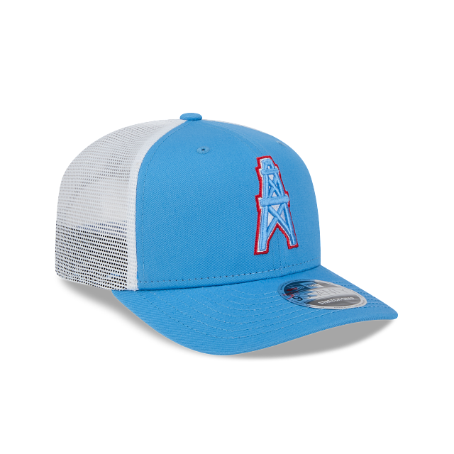 HOUSTON OILERS NEW ERA NFL 9SEVENTY ADJUSTABLE BLUE TRUCKER SNAPBACK HAT
