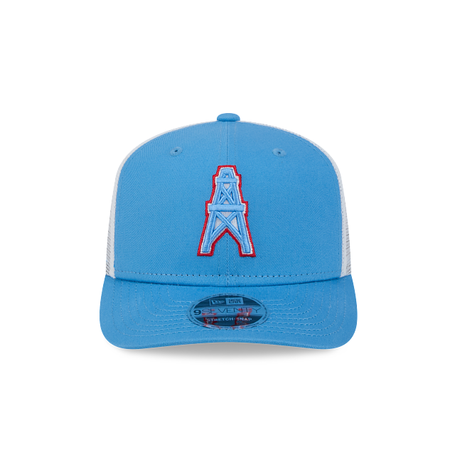 HOUSTON OILERS NEW ERA NFL 9SEVENTY ADJUSTABLE BLUE TRUCKER SNAPBACK HAT
